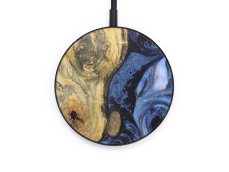 Circle Wood+Resin Wireless Charger - Seraphina (Blue, 616372) For Sale