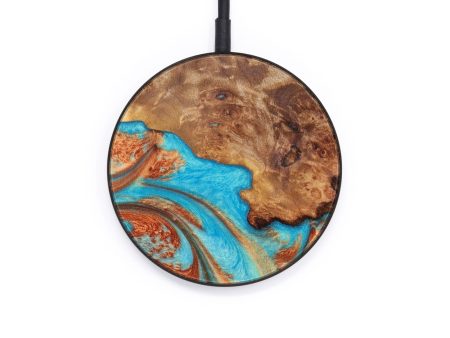 Circle Wood+Resin Wireless Charger - Alistair (Teal & Gold, 610136) Sale