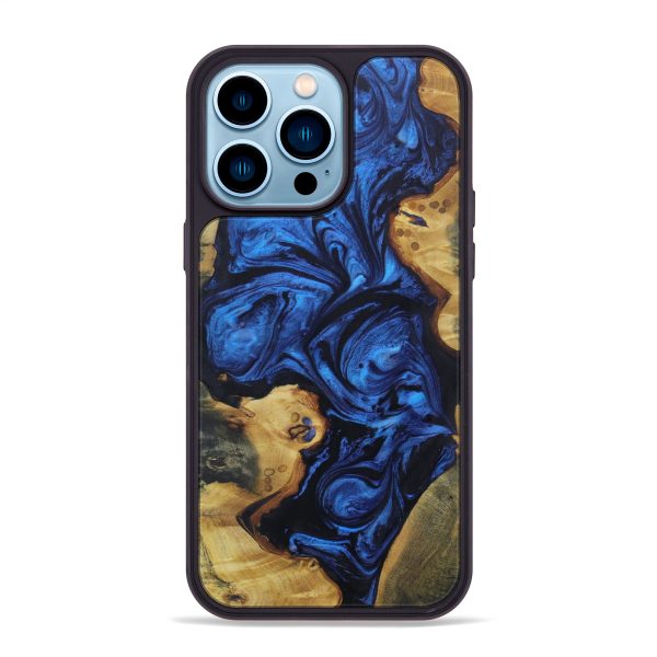 iPhone 14 Pro Max Wood+Resin Phone Case - America (Dark Blue, 611044) Online Hot Sale