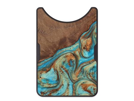 Alloy Wood+Resin Wallet - Ria (Teal & Gold, 612583) For Sale