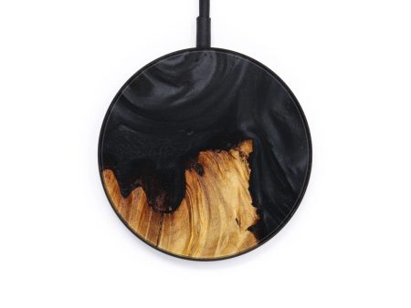 Circle Wood+Resin Wireless Charger - Beth (Pure Black, 610451) on Sale