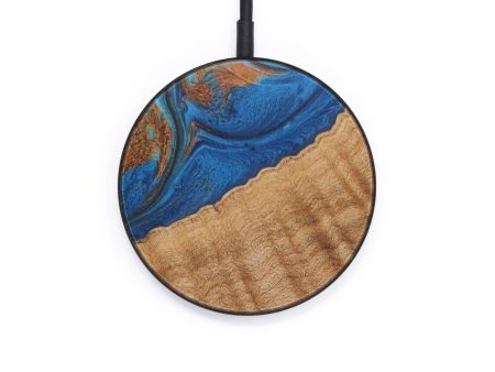 Circle Wood+Resin Wireless Charger - Turner (Teal & Gold, 611211) For Discount