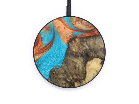 Circle Wood+Resin Wireless Charger - Brynn (Teal & Gold, 610182) For Cheap