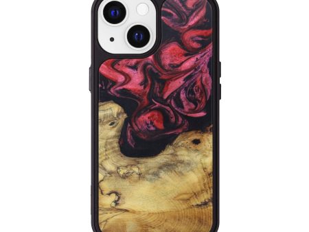 iPhone 13 Wood+Resin Phone Case - Allyssa (Dark Red, 613631) For Discount