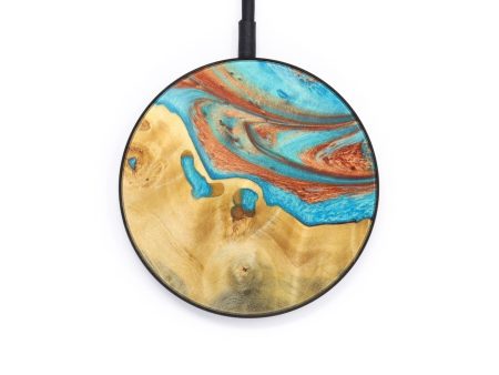 Circle Wood+Resin Wireless Charger - Albert (Teal & Gold, 610135) Fashion