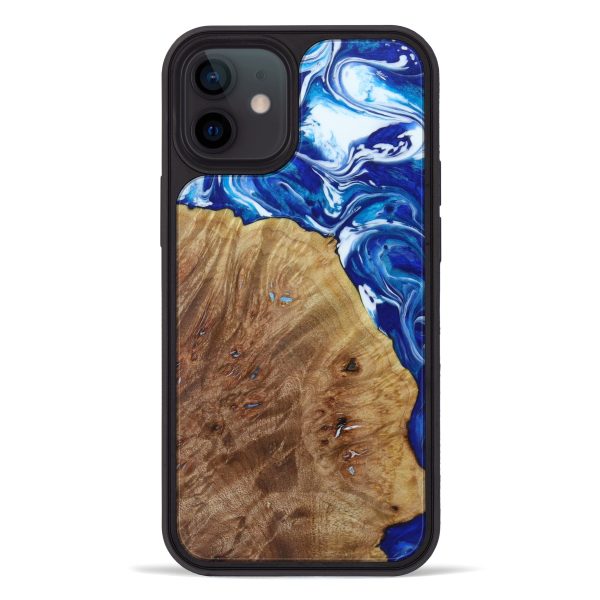 iPhone 12 Wood+Resin Phone Case - Ashlynn (Dark Blue, 614086) on Sale