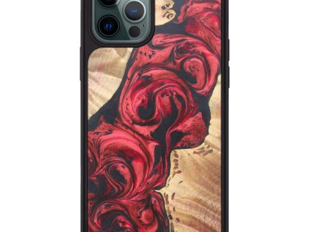 iPhone 12 Pro Max Wood+Resin Phone Case - Casandra (Dark Red, 611382) Supply