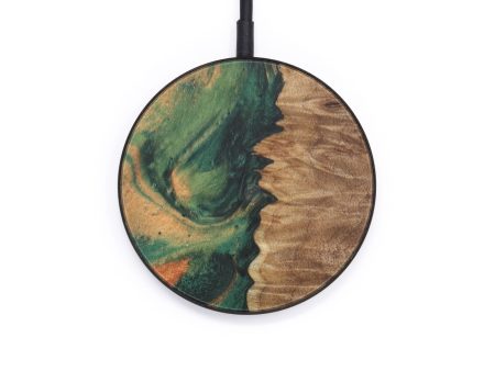 Circle Wood+Resin Wireless Charger - Reyna (Dark Green, 612539) Sale