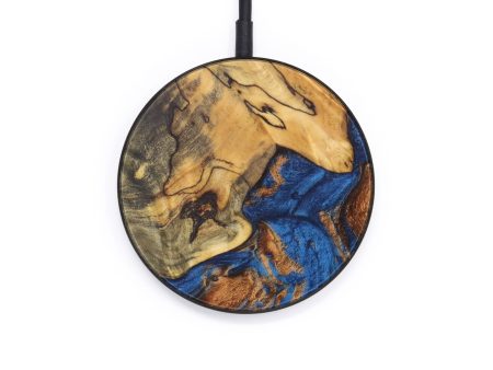 Circle Wood+Resin Wireless Charger - Mckenna (Teal & Gold, 610223) For Cheap