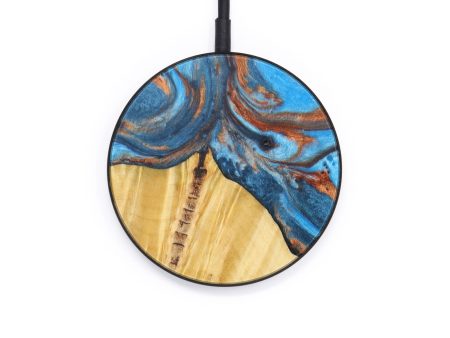 Circle Wood+Resin Wireless Charger - Brayan (Teal & Gold, 610145) Online Sale