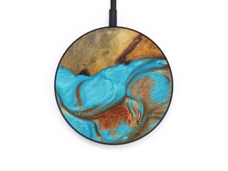 Circle Wood+Resin Wireless Charger - Kartier (Teal & Gold, 610207) For Sale