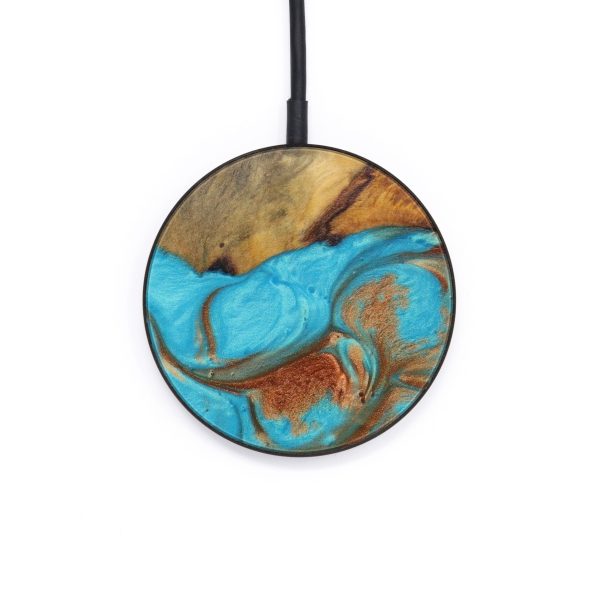 Circle Wood+Resin Wireless Charger - Kartier (Teal & Gold, 610207) For Sale