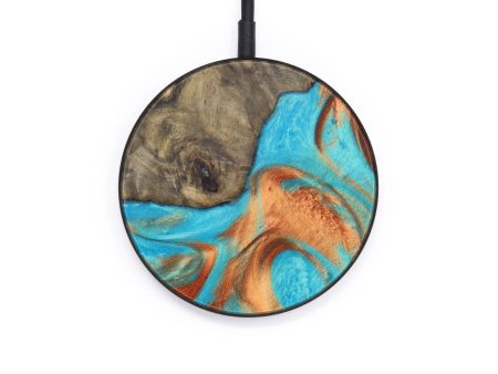 Circle Wood+Resin Wireless Charger - Collins (Teal & Gold, 610172) Hot on Sale