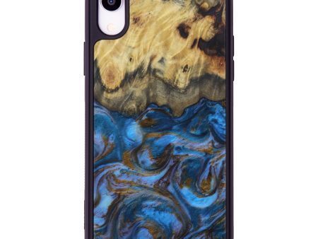 iPhone Xr Wood+Resin Phone Case - Devante (Teal & Gold, 613269) Fashion