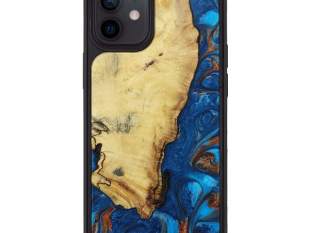 iPhone 12 Wood+Resin Phone Case - Aubrie (Teal & Gold, 614253) Cheap