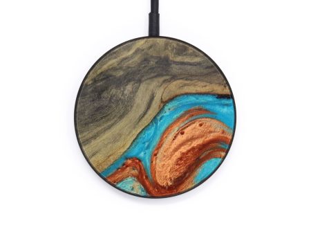 Circle Wood+Resin Wireless Charger - Salma (Teal & Gold, 610170) Cheap