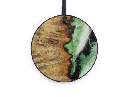 Circle Wood+Resin Wireless Charger - Cohen (Dark Green, 614609) For Sale