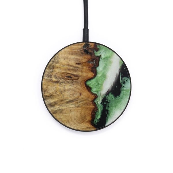 Circle Wood+Resin Wireless Charger - Cohen (Dark Green, 614609) For Sale