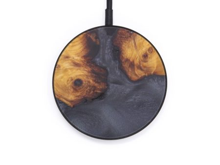 Circle Wood+Resin Wireless Charger - Ambrose (Pure Black, 611812) For Sale