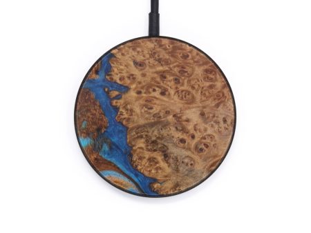 Circle Wood+Resin Wireless Charger - Clement (Teal & Gold, 611219) Sale