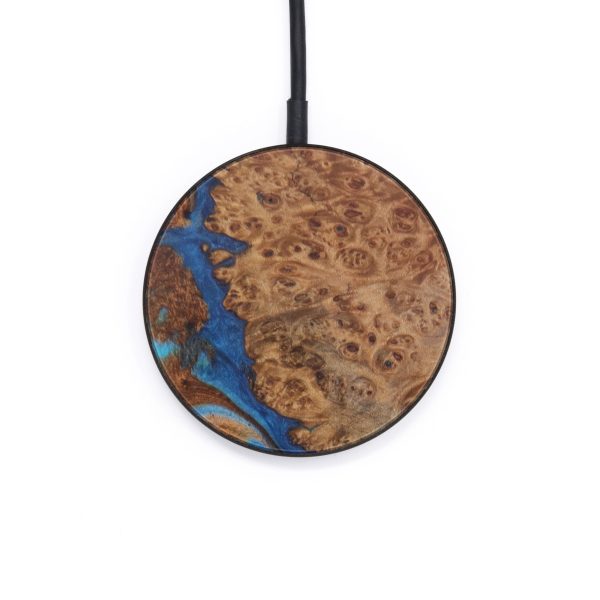 Circle Wood+Resin Wireless Charger - Clement (Teal & Gold, 611219) Sale