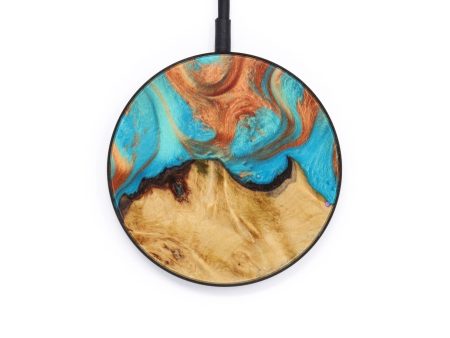 Circle Wood+Resin Wireless Charger - Brooks (Teal & Gold, 610167) Sale