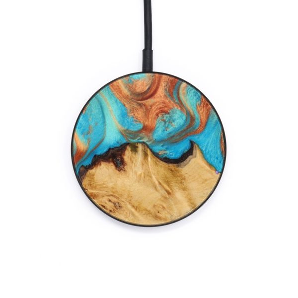 Circle Wood+Resin Wireless Charger - Brooks (Teal & Gold, 610167) Sale