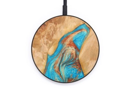 Circle Wood+Resin Wireless Charger - Santana (Teal & Gold, 610139) Online now