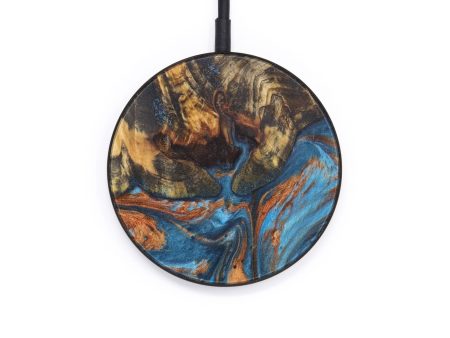 Circle Wood+Resin Wireless Charger - Tamara (Teal & Gold, 610141) Hot on Sale