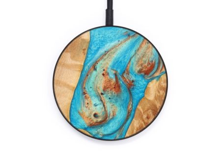 Circle Wood+Resin Wireless Charger - Sullivan (Teal & Gold, 610177) Hot on Sale