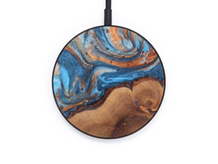 Circle Wood+Resin Wireless Charger - Ayah (Teal & Gold, 610143) Discount