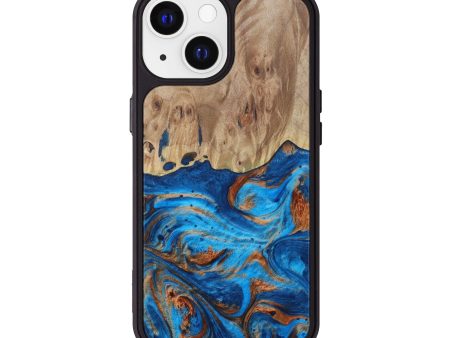 iPhone 13 Wood+Resin Phone Case - Albina (Teal & Gold, 613414) Online Hot Sale