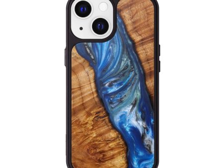 iPhone 13 Wood+Resin Phone Case - Averie (Dark Blue, 610585) For Sale