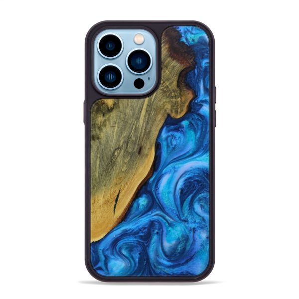 iPhone 14 Pro Max Wood+Resin Phone Case - Andreas (Light Blue, 614420) Hot on Sale