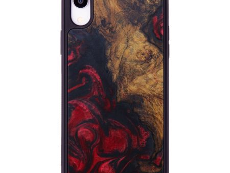 iPhone Xr Wood+Resin Phone Case - Della (Dark Red, 610081) Sale