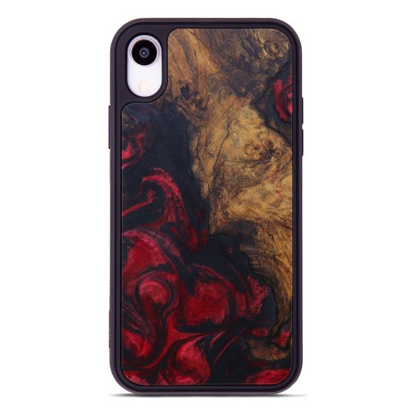 iPhone Xr Wood+Resin Phone Case - Della (Dark Red, 610081) Sale