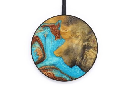 Circle Wood+Resin Wireless Charger - Tyshawn (Teal & Gold, 610189) Discount