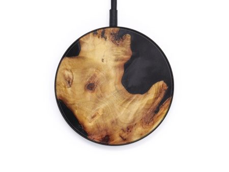 Circle Wood+Resin Wireless Charger - Aarya (Pure Black, 610215) Hot on Sale