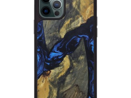 iPhone 12 Pro Max Wood+Resin Phone Case - Adilyn (Dark Blue, 611047) Cheap