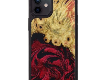 iPhone 12 Wood+Resin Phone Case - Ashanti (Dark Red, 616289) For Cheap