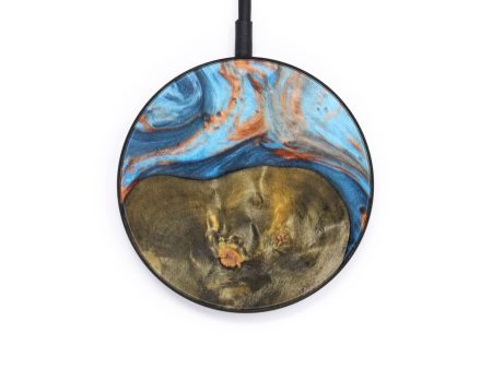 Circle Wood+Resin Wireless Charger - Salvatore (Teal & Gold, 610226) Sale