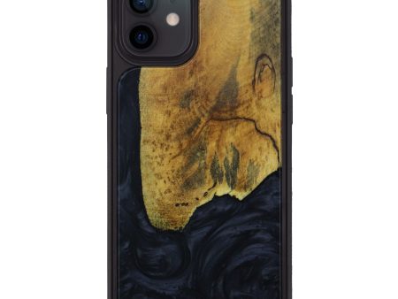 iPhone 12 Wood+Resin Phone Case - Bria (Pure Black, 611302) Online Sale