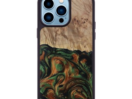 iPhone 14 Pro Max Wood+Resin Phone Case - Aislinn (Dark Green, 612383) For Cheap