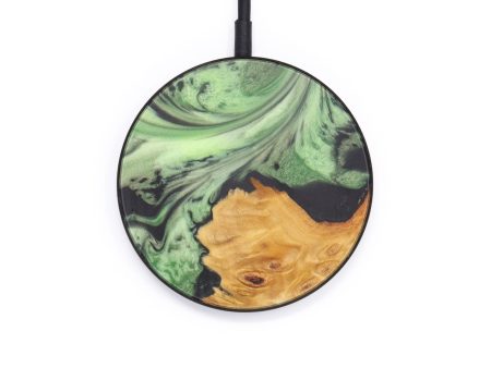 Circle Wood+Resin Wireless Charger - Jasmine (Dark Green, 611745) Online Hot Sale