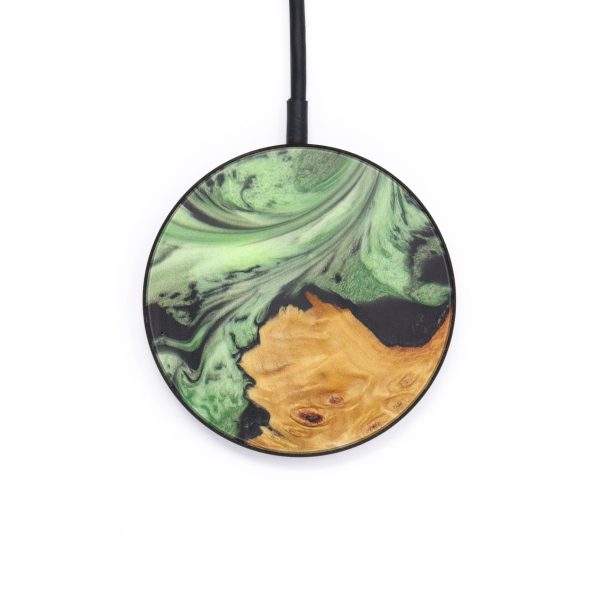 Circle Wood+Resin Wireless Charger - Jasmine (Dark Green, 611745) Online Hot Sale