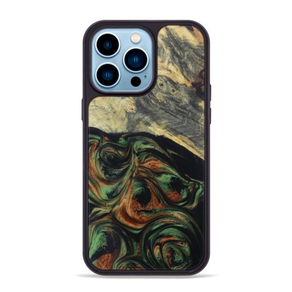 iPhone 14 Pro Max Wood+Resin Phone Case - Anaya (Dark Green, 612407) Online Sale