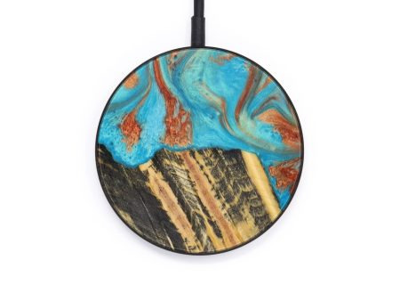 Circle Wood+Resin Wireless Charger - Cadence (Teal & Gold, 610148) For Discount