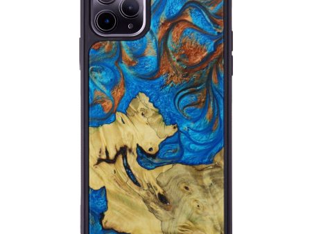 iPhone 11 Pro Max Wood+Resin Phone Case - Beau (Teal & Gold, 613424) Online now