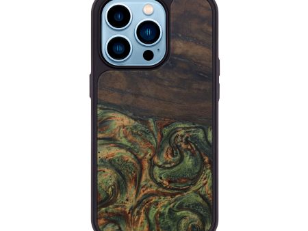 iPhone 14 Pro Wood+Resin Phone Case - Vihaan (Dark Green, 612247) Cheap