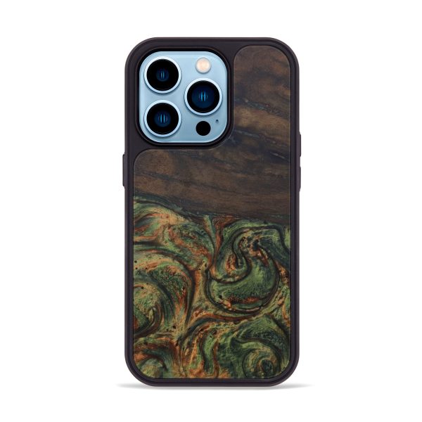 iPhone 14 Pro Wood+Resin Phone Case - Vihaan (Dark Green, 612247) Cheap